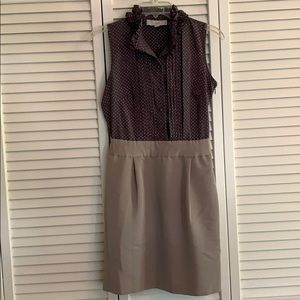 3/$15 Loft sz 4 Tan/Grey polka dot business dress